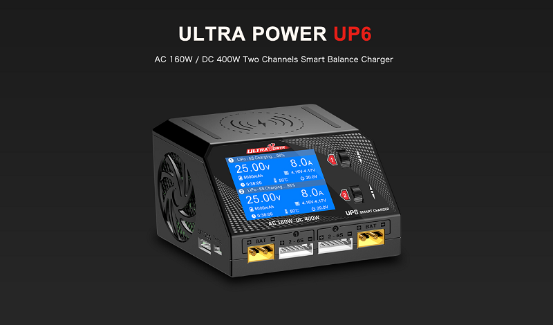 Ultra Power UP6 AC/DC 10A 200Wx2 Lipo/Nimh Dual Port Charger UPTUP6