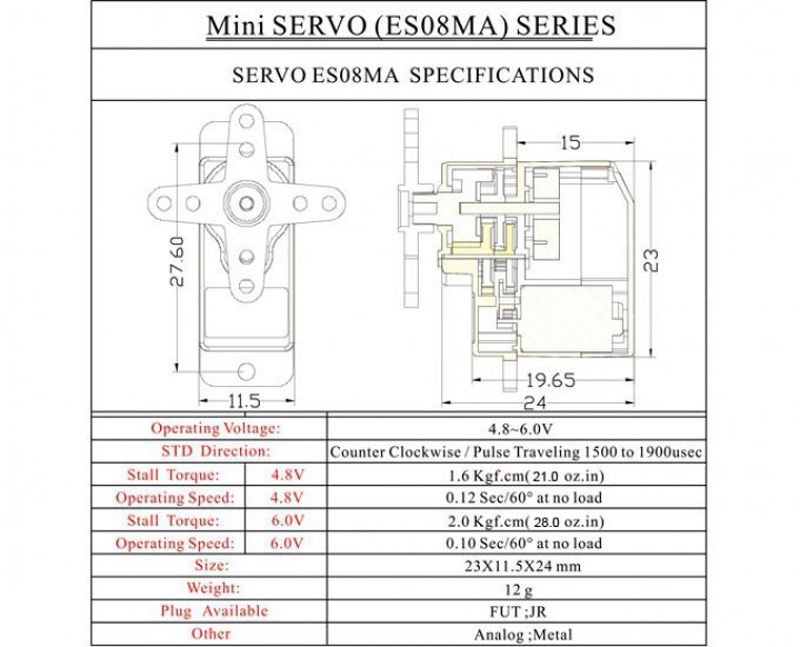 Details about   EMAX ES08MAII Mini Metal Gear Analog Servo High Speed Upgrade ES08MA MG90 RC 13g 