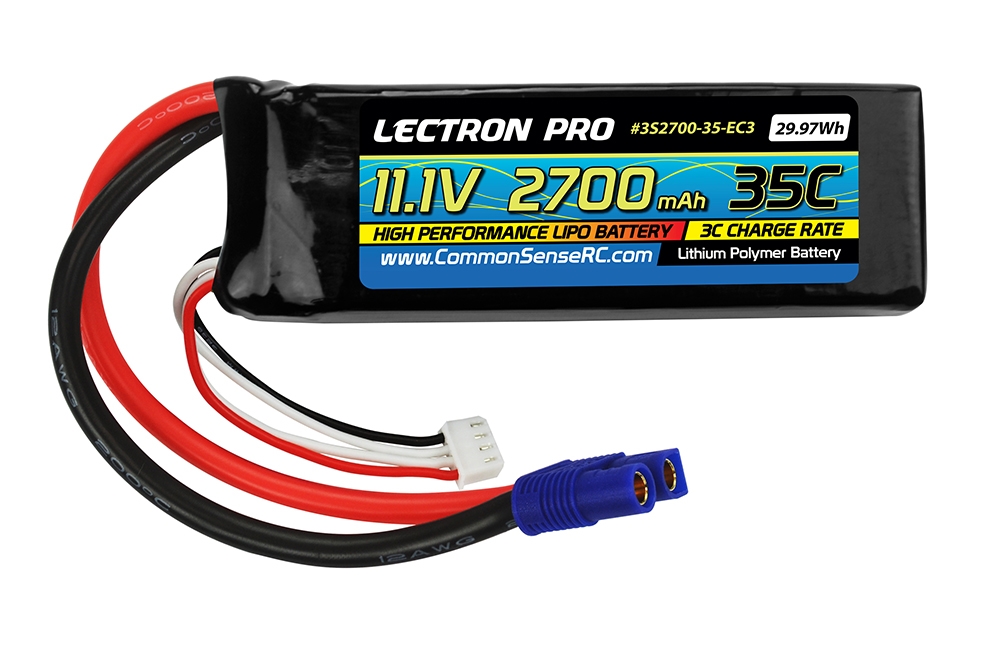 Common Sense RC 3S 11.1V 2700mAh 35C Lectron Pro LiPo Battery - EC3