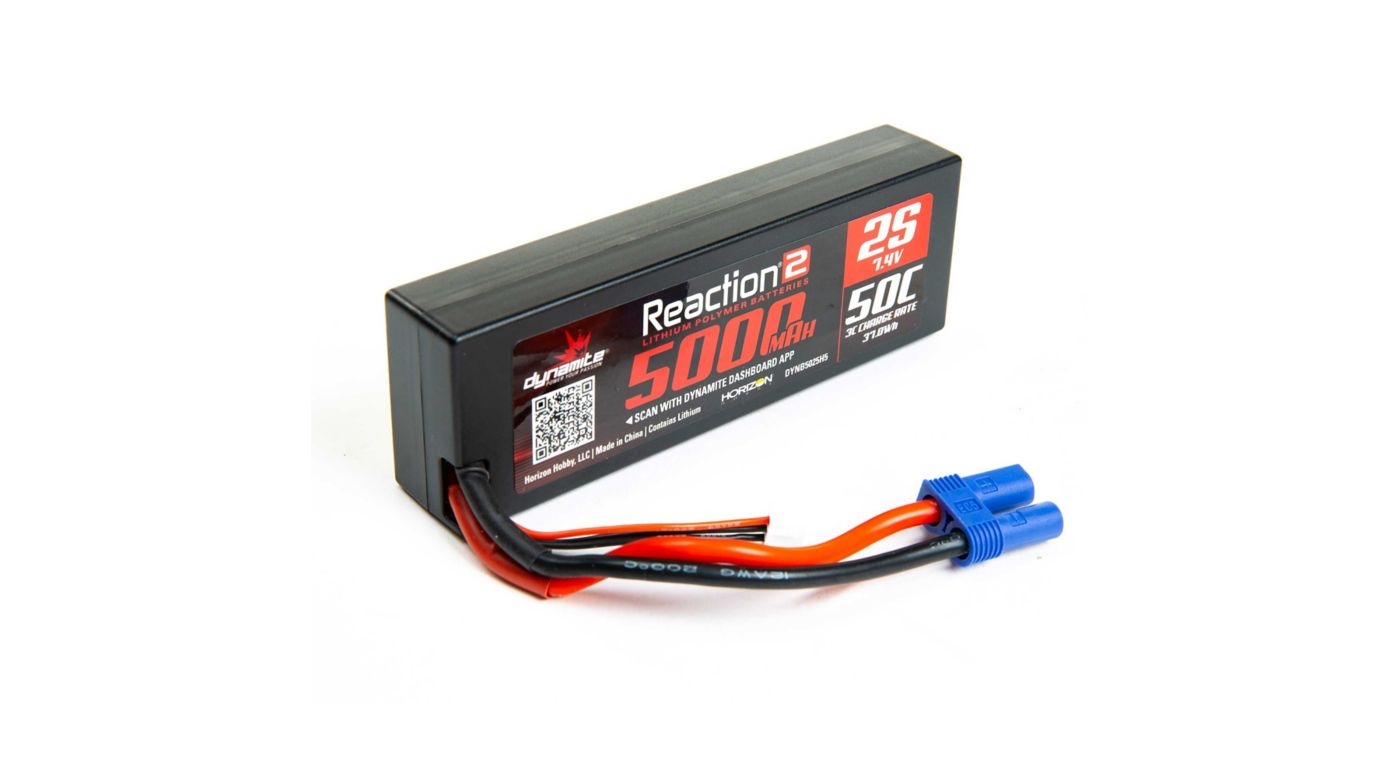 dynamite 7.4v 4000mah 3s 50 c lipo hardcase 96m Reaction 2S 30C EC3 Plug : Vaterra ECX 4000mAhVoltage Dynamite 7.4V 5000mAh 2S 30C